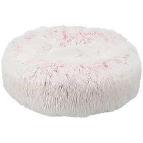 HARVEY Rundbett 50 cm, weicher Bezug mit Langflor, weiß/rosa